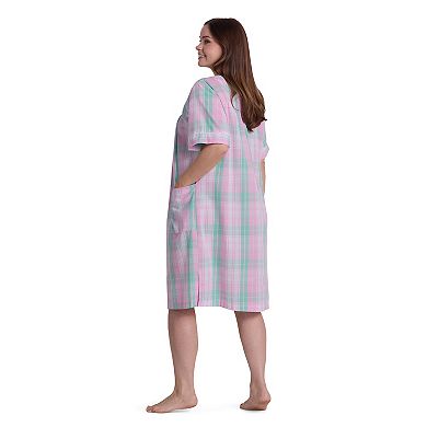Plus Size Miss Elaine Essentials Seersucker Short Robe