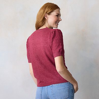 Petite LC Lauren Conrad Pointelle Sweater Tee