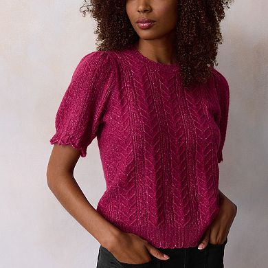 Women's LC Lauren Conrad Short Sleeve Pointelle Sweater