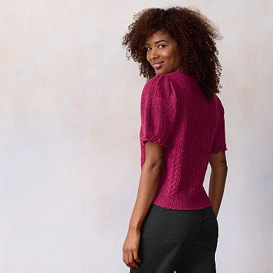 Women's LC Lauren Conrad Short Sleeve Pointelle Sweater