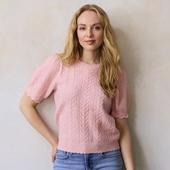 Women's LC Lauren Conrad Short Sleeve Pointelle Sweater