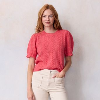 Women's LC Lauren Conrad Short Sleeve Pointelle Sweater