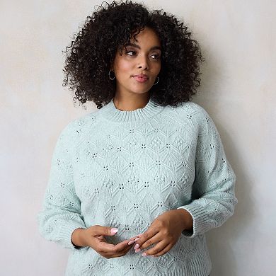 Plus Size LC Lauren Conrad Balloon Sleeve Mock Neck Sweater