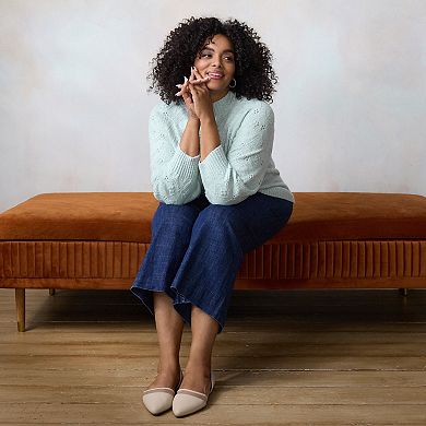 Plus Size LC Lauren Conrad Balloon Sleeve Mock Neck Sweater