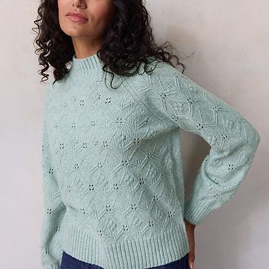 Petite LC Lauren Conrad Balloon Sleeve Mock Neck Sweater