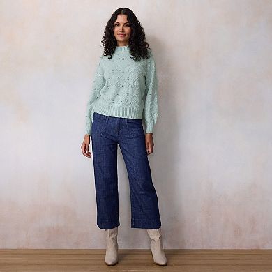 Petite LC Lauren Conrad Balloon Sleeve Mock Neck Sweater