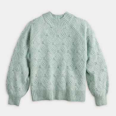 Petite LC Lauren Conrad Balloon Sleeve Mock Neck Sweater