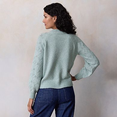 Petite LC Lauren Conrad Balloon Sleeve Mock Neck Sweater