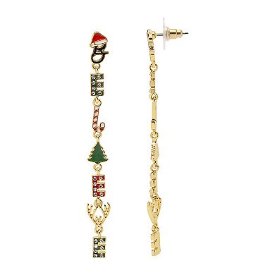Gold Tone Believe Holiday Drop Earrings