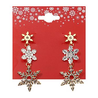 Two Tone Snowflake Dangle Earrings