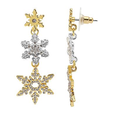 Two Tone Snowflake Dangle Earrings