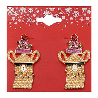 Gold Tone Multi Llama Gold Tone Earrings