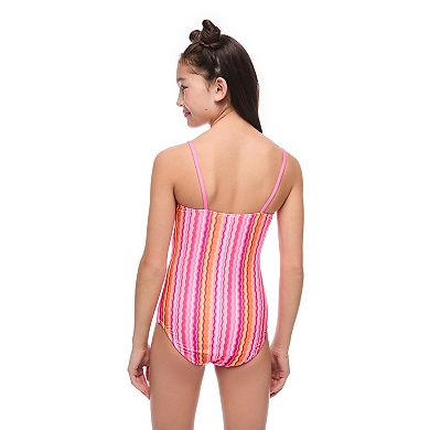Girls 7-16 Breaking Waves Dual Cut-Out One-Piece Swimsuit