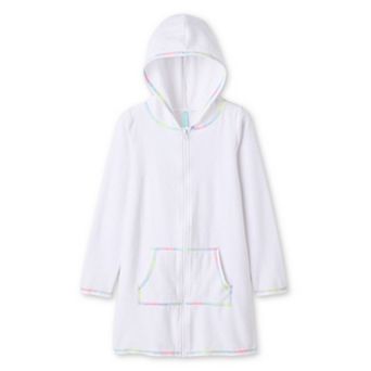 Girls 4-16 Breaking Waves Adaptive Long Sleeve Zip-Up Terry Sim Cover-Up Dress