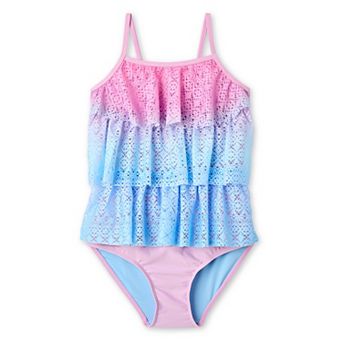 Girls 4-16 Breaking Waves Adaptive Triple Tier Crochet One Piece Swimsuit