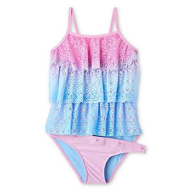 Girls 4-16 Breaking Waves Adaptive Triple Tier Crochet One Piece Swimsuit