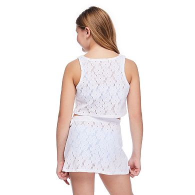 Girls 4-16 Breaking Waves Crochet Tank Top & Overlap Tie Skirt Set
