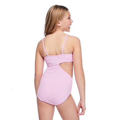 Girls 7-16 Breaking Waves Side Cut Out One-Piece Swimsuit