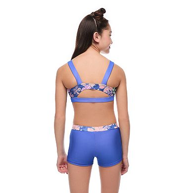 Girls 7-16 Breaking Waves 2-Piece Scoop Tank Bikini Top & Swim Shorts Set