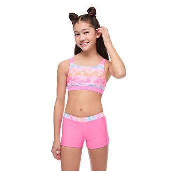 Girls 7-16 Breaking Waves 2 pc Scoop Tank Bikini Top & Swim Shorts Set