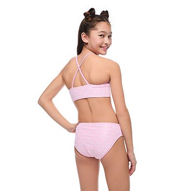 Girls 4-16 Breaking Waves Foil Mesh Overlay 2-Piece Bikini Top & Scoop Bottoms Set