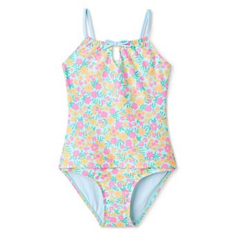 Girls 4-16 Breaking Waves Adaptive Gathered Neckline One-Piece Swimsuit
