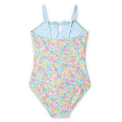 Girls 4-16 Breaking Waves Adaptive Gathered Neckline One-Piece Swimsuit