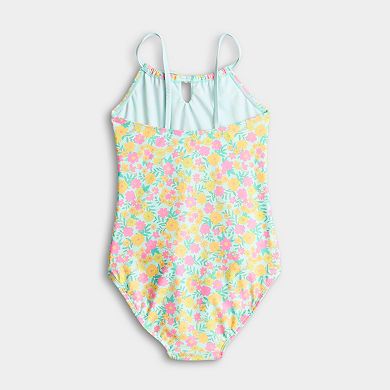 Girls 4-16 Breaking Waves Adaptive Gathered Neckline One-Piece Swimsuit