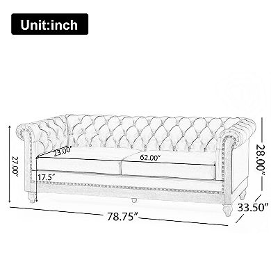 Merax Mirod Comfy 3-Seat Sofa with Wooden Legs, Retro Style for Living Room and Study