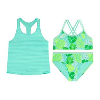 Girls 4-16 ZeroXposur 3 pc Bikini Top, Swim Bottoms & Cover-Up Tank Top Set