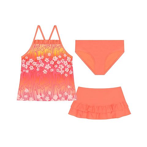 Girls 4-16 ZeroXposur 3 pc Tankini Top, Swim Bottoms & Cover-Up Ruffle Skirt Set