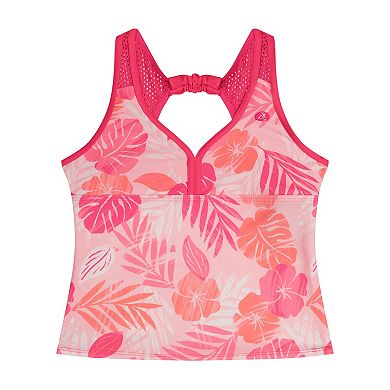 Girls 4-20 ZeroXposur 3-Piece V-Neck Tankini Top, Brief & Cover-Up Flap Skirt Set in Regular & Plus Size