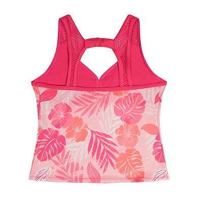 Girls 4-20 ZeroXposur 3-Piece V-Neck Tankini Top, Brief & Cover-Up Flap Skirt Set in Regular & Plus Size
