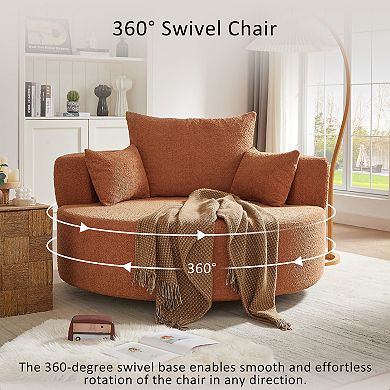 Merax 360° Swivel Chair Accent Barrel Chair Swivel Round Sofa Chair