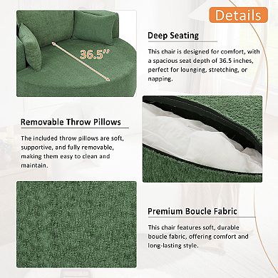 Merax 360° Swivel Chair Accent Barrel Chair Swivel Round Sofa Chair