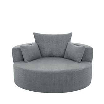 Merax 360° Swivel Chair Accent Barrel Chair Swivel Round Sofa Chair