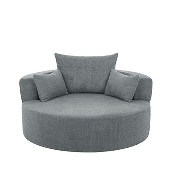 Merax 360° Swivel Chair Accent Barrel Chair Swivel Round Sofa Chair