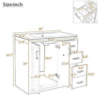 Merax 36'' Bathroom Vanity with Ceramic Sink Combo