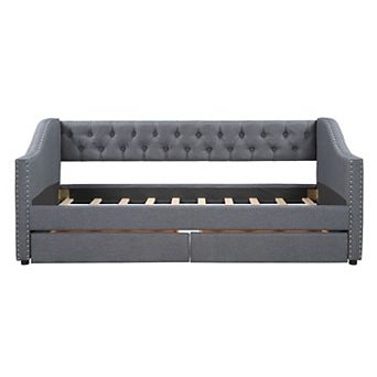 Merax Upholstered Twin Size daybed with Two Drawers