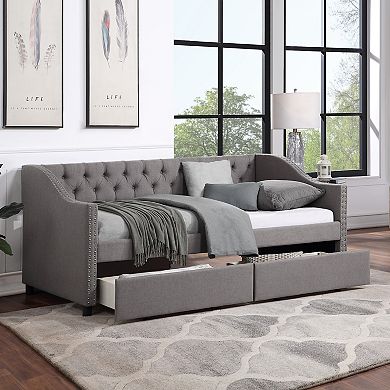 Merax Upholstered Twin Size daybed with Two Drawers