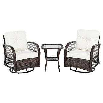 Merax 3 pc Outdoor Chair&Table Set Chat Set 2-person Rattan Seating Group