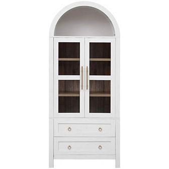 Merax 71" Tall Arched Kitchen Pantry Cabinet with 2 Large Drawers, Modern Farmhouse Kitchen Storage