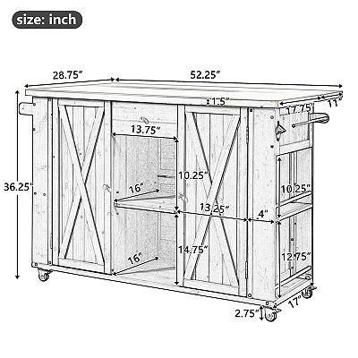Merax Outdoor Kitchen Island Fir Wood Kitchen Island with