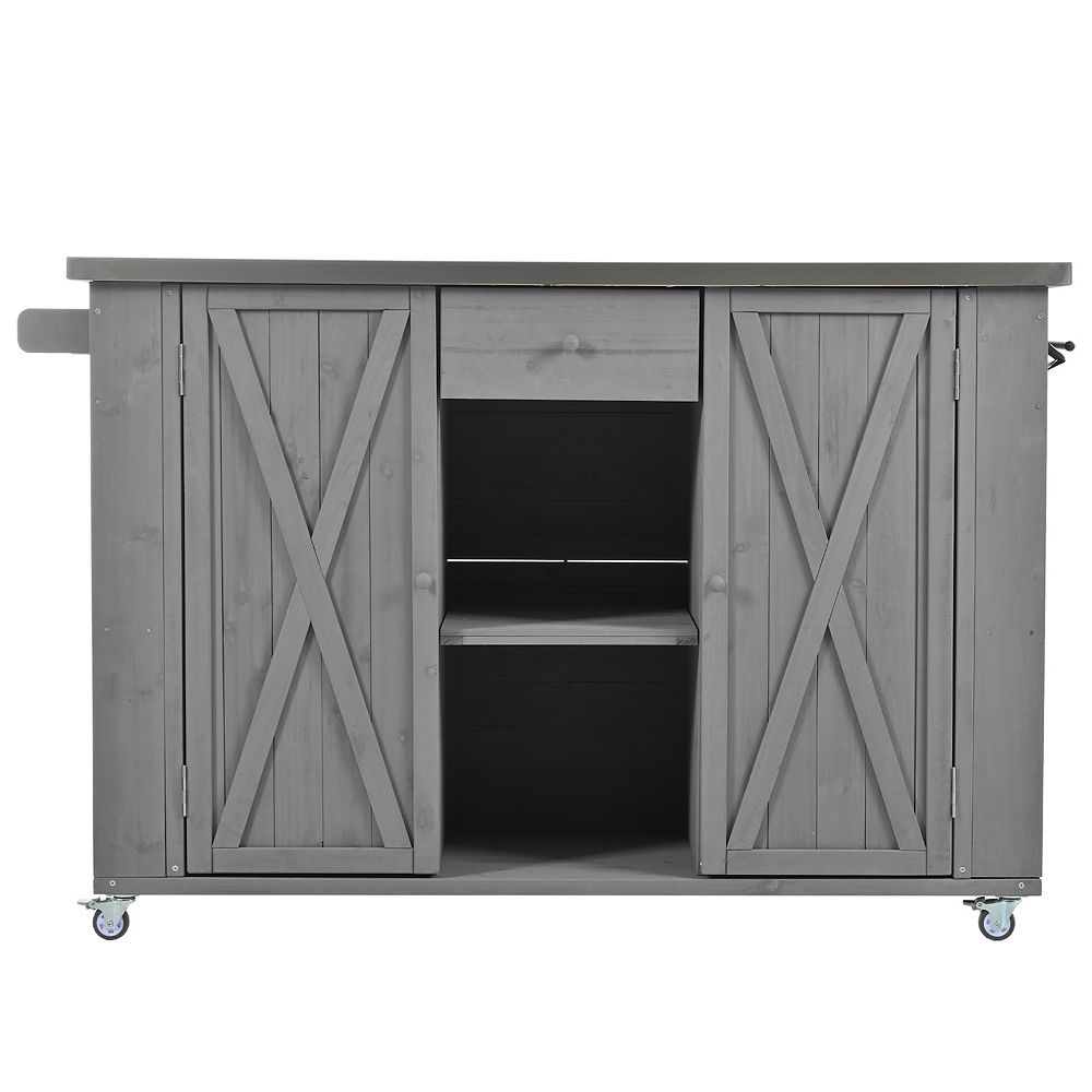 Merax Outdoor Kitchen Island Fir Wood Kitchen Island with