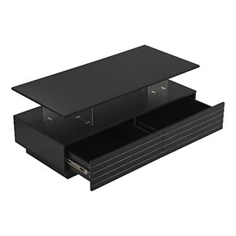Merax Modern Rectangular LED Lights Coffee Table with 2 drawers in 47.2"