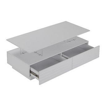 Merax Modern Rectangular LED Lights Coffee Table with 2 drawers in 47.2"
