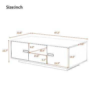 Merax Modern High Glossy Rectangle Coffee Table, Stylish Center Table with Storage Space