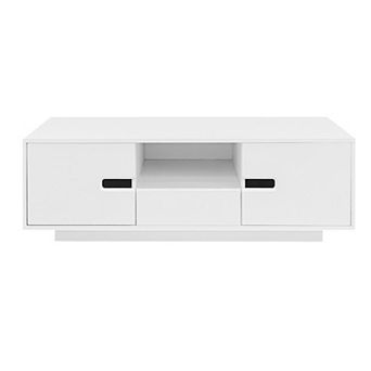 Merax Modern High Glossy Rectangle Coffee Table, Stylish Center Table with Storage Space