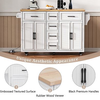 Merax 56.5'' Kitchen Island with Drop Leaf