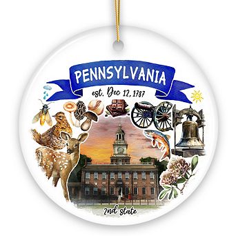 Artistic Pennsylvania State Themes and Landmarks Christmas Ornament